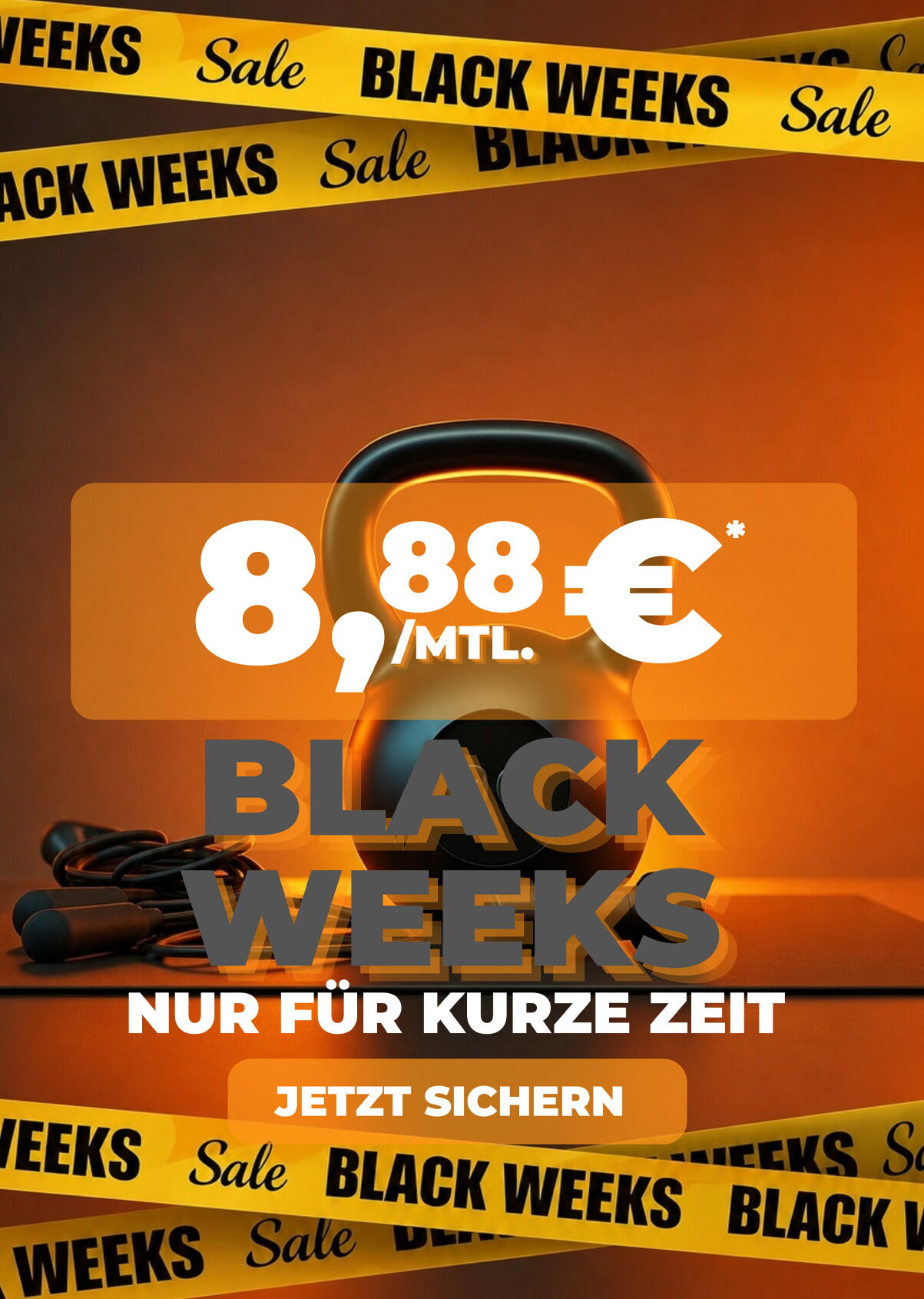 8,88 Euro Monatsbeitrag im Gym