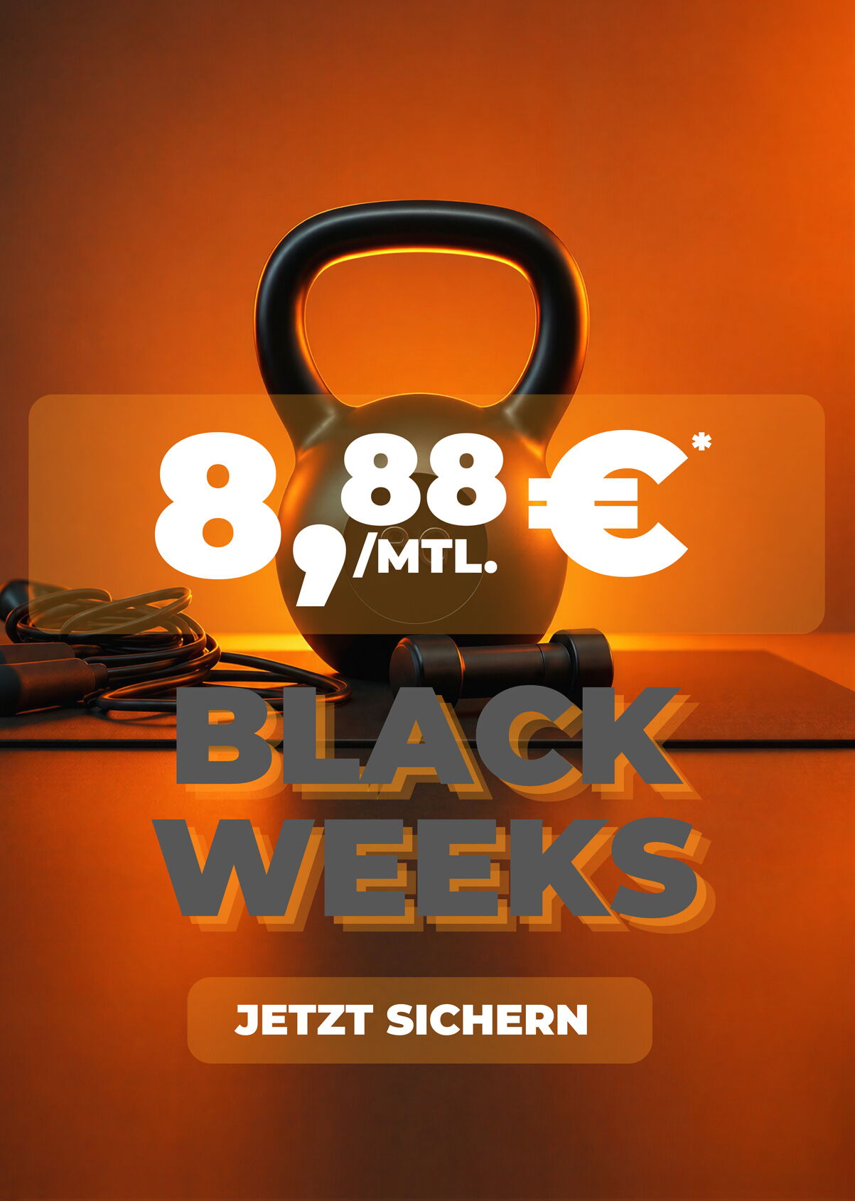 8,88 Euro Monatsbeitrag im Gym
